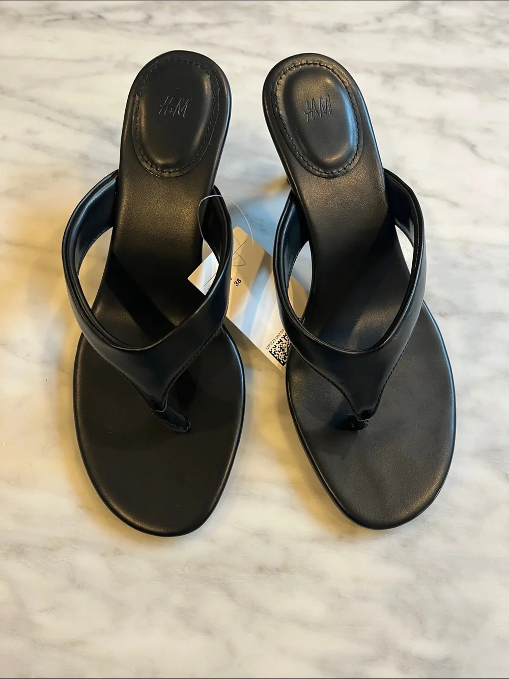 H&M Black Thong Heel Sandal US 7 EUR 38 - Picture 1 of 6